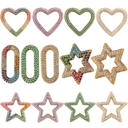 Juya Handmade Decorations Rainbow Cubic Zirconia Lover Heart Star Of David Oval Charms For DIY Needlework Pendant Jewelry Making