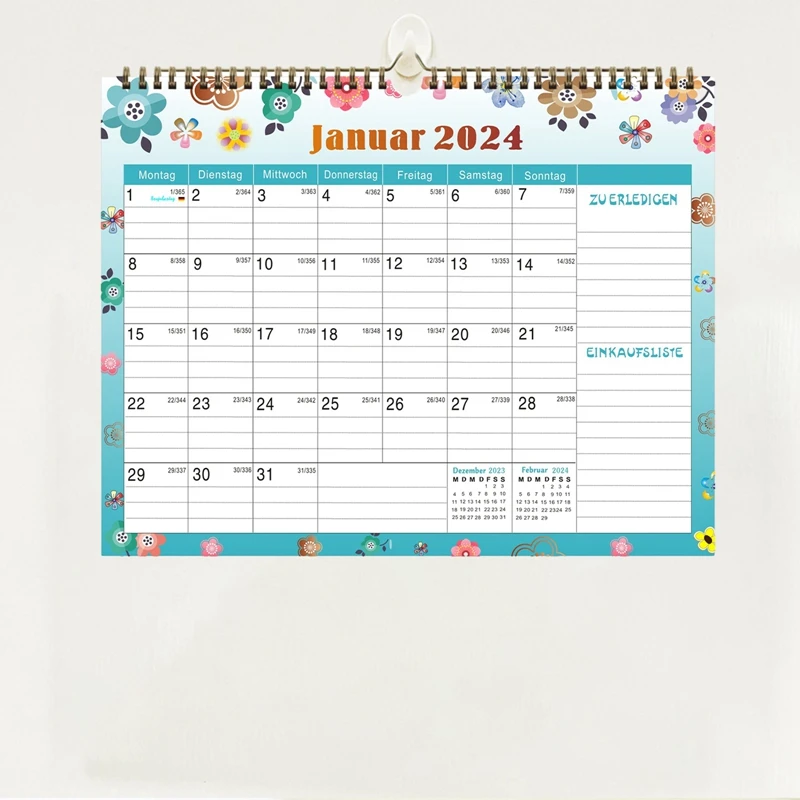 2024 Calendar Desk Calendars Tearable Double Line Holiday Monthly Paper Wall Office Home Hanging Room Decor