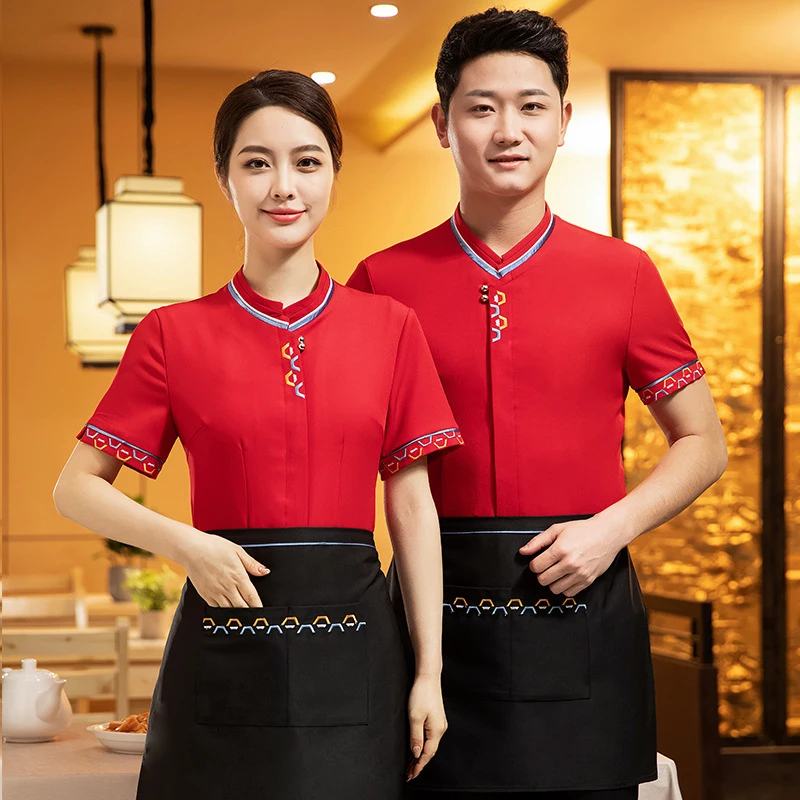 

Hotel waiter work uniform short-sleeved clothing for Chinese restaurants, catering, and hot pot restaurants Women's summer suit