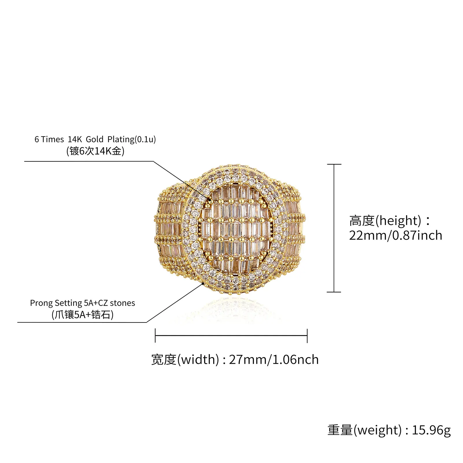 TOPGRILLZ Oval Gold Silver Color Hip Hop Ring for Men Women Fashion Micro Paved Iced Out Zircon Stones Punk Wedding Ring Jewelry
