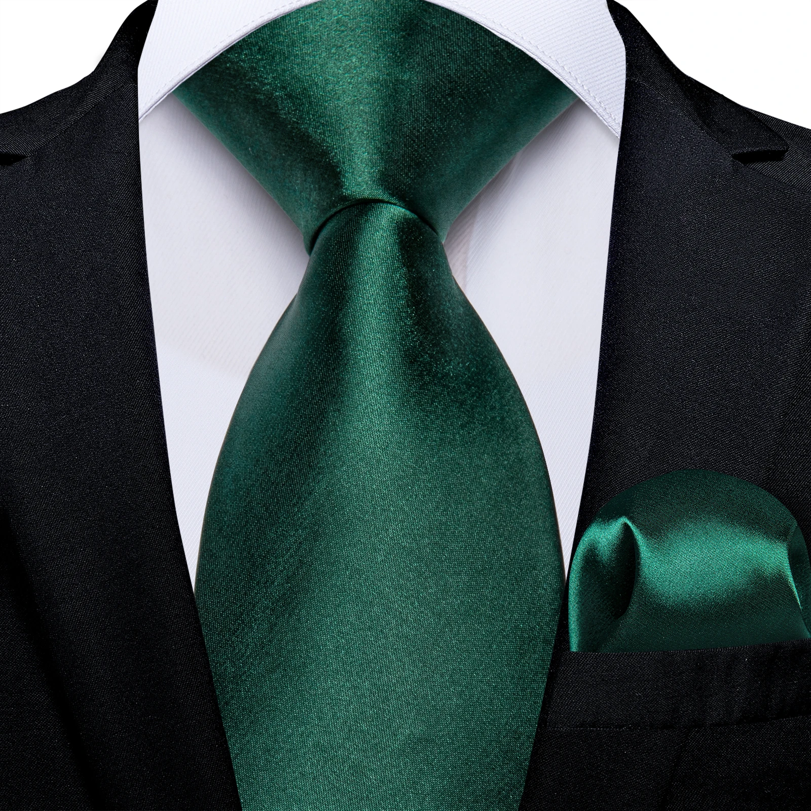 

Classic Green Solid Ties for Men Silk Polyster 150cm Length Wedding Party Neck Tie Set Pocket Square Men Gift Wholesale DiBanGu