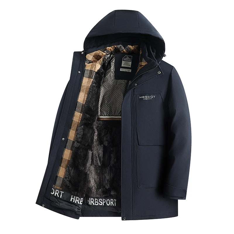 

Thickened Coat Fashion Warm Thick Fleece Parkas Men Waterproof Hooded Parka Jacket Winter Men Casual WarmParkas Coat