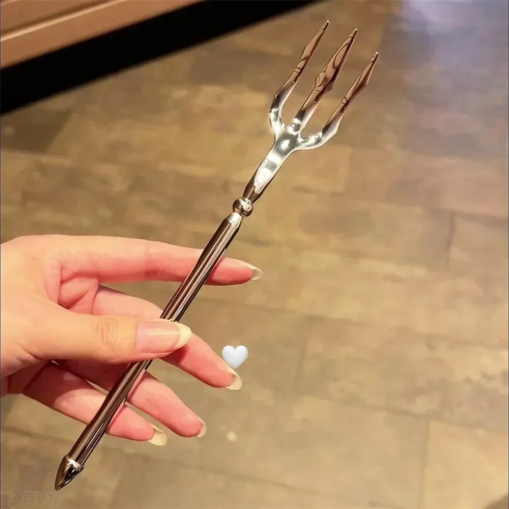 2024 New Sea God's Trident Stainless Steel Fork Food Picks Fruit Fork for Upscale Restaurant Man Woman Gift