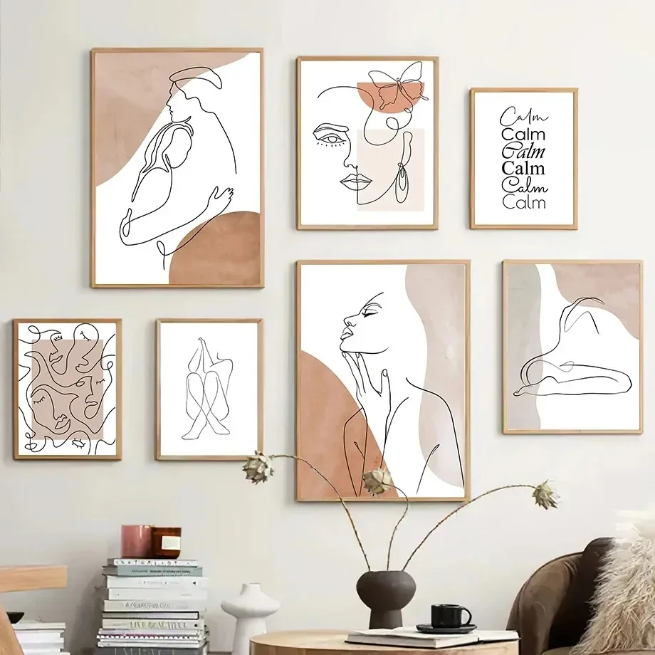 الحديثة مجردة خط صورة الجسم الوجه مجردة الملصقات الحد الأدنى طباعة حائط لوح رسم الفن لغرفة المعيشة ديكور المنزل