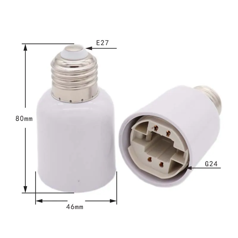 E27 to G24 Lamp Holder Converter Led Light Head Base E26 LED Saving Light Halogen Screw Bulb Socket Adapter White