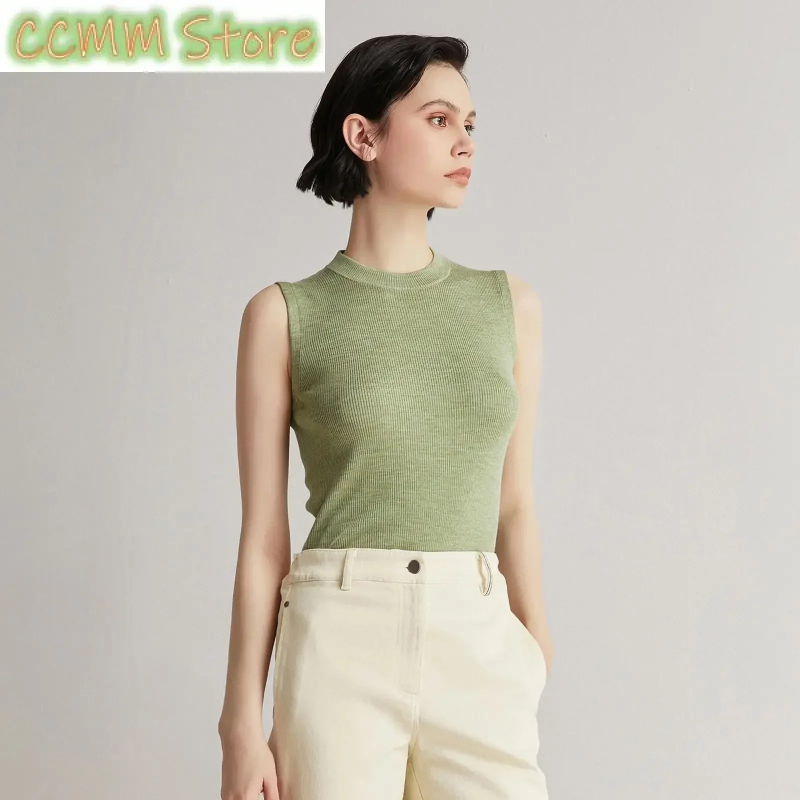 Summer Thin Women's luxury Brand Clothes High Quality Silk Merino Sweater Wool Knitted Vest For Ladies
