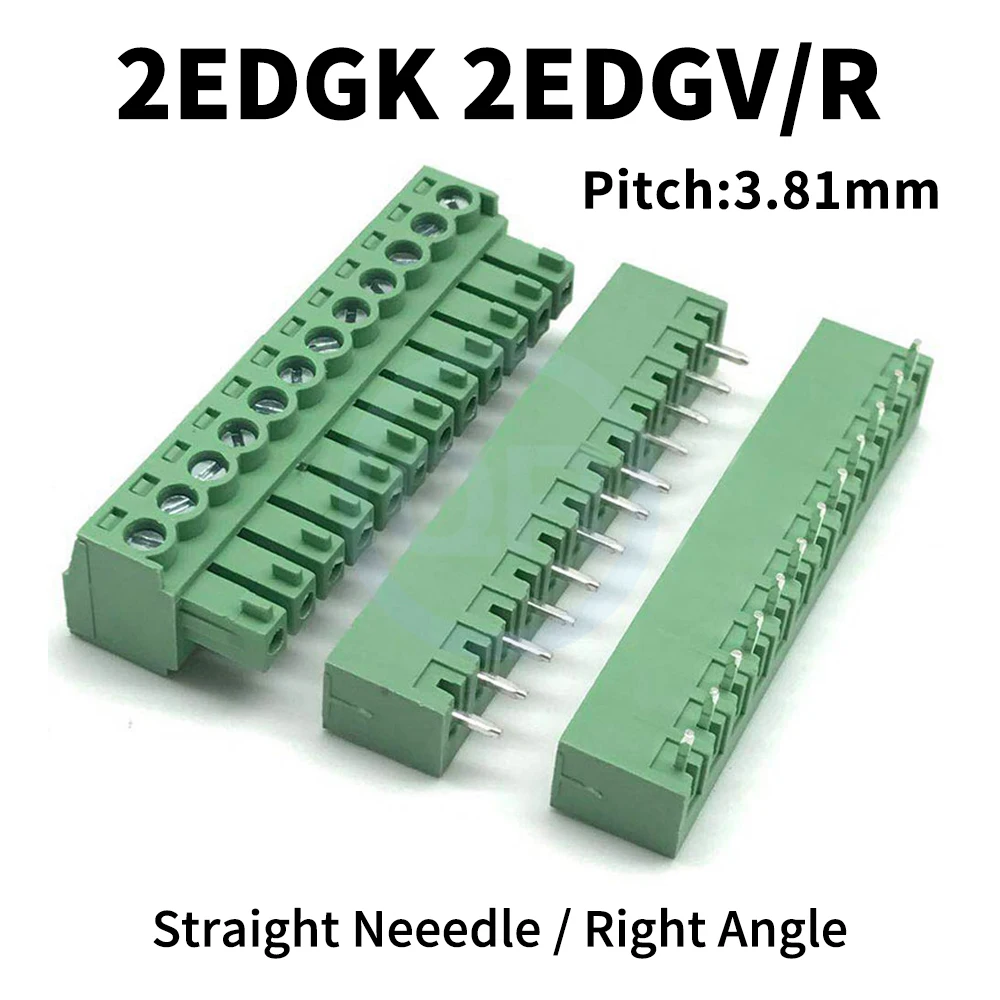 

(10 Sets) KF2EDG 3.81mm ( 2EDGK + 2EDGV / 2EDGR ) Plug-in Terminal Block 15EDG 3.81 Straight Pin / Right Angle Plug Set 2~24P