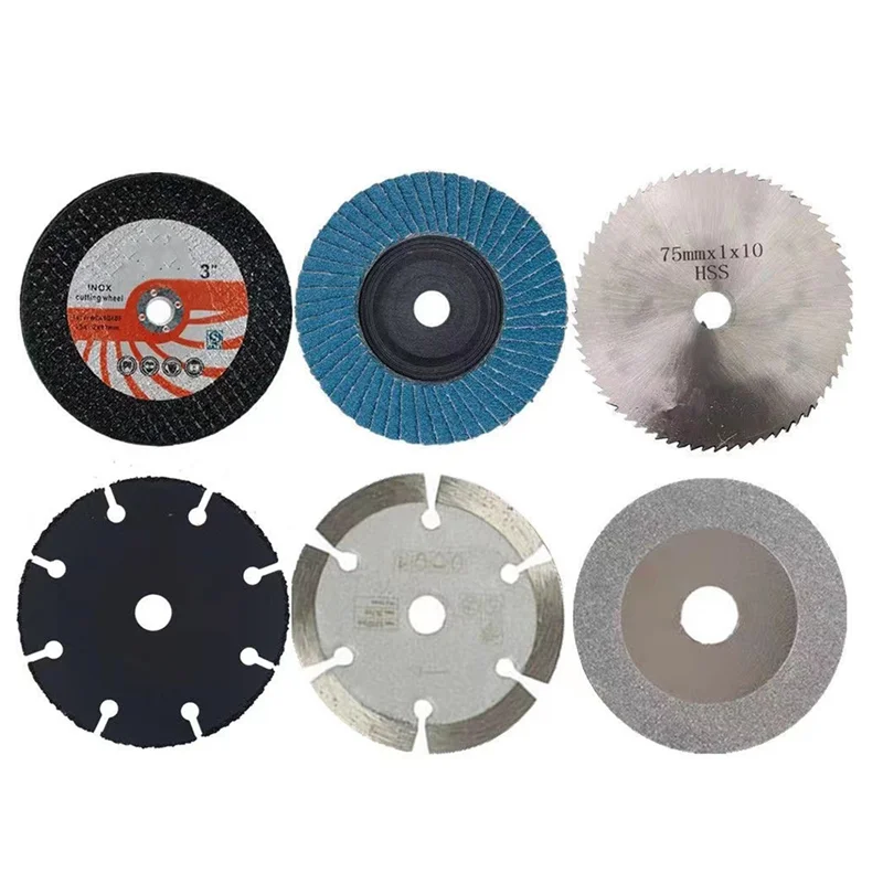 

AAAN-6Pcs 75Mm Cutting Disc For 10Mm Bore Angle Grinder Metal Circular Saw Blade Flat Flap Grinding Wheel Sanding Pads Tool