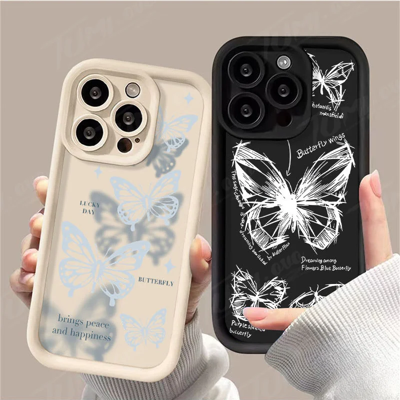 Nice Retro Butterfly Silicone Phone Case for Xiaomi Redmi Note 13 12 11 Pro Plus 12S 11S 10S 10 9 9S 8 12C 13C Matte Back Cover