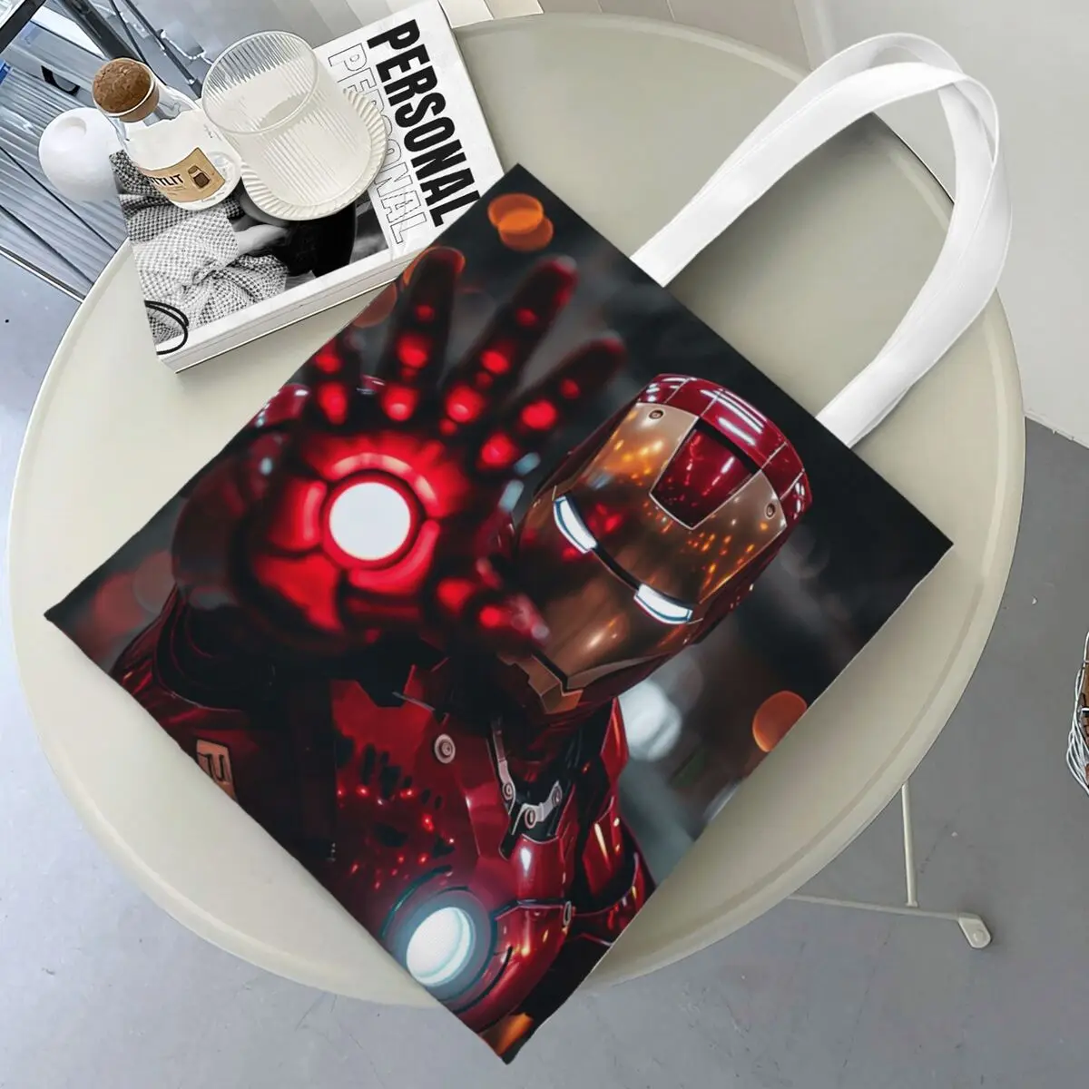 

Iron Man Canvas Tote Handbag Shoulder Bags Large Capacity Shopper Bags for Unisex