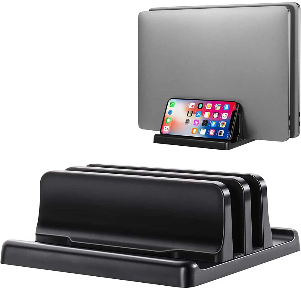 Vertical Laptop Stand Holder Adjustable Plastic Desktop Notebook Dock Space-Saving for MacBook/Surface/Samsung/HP/Dell Book