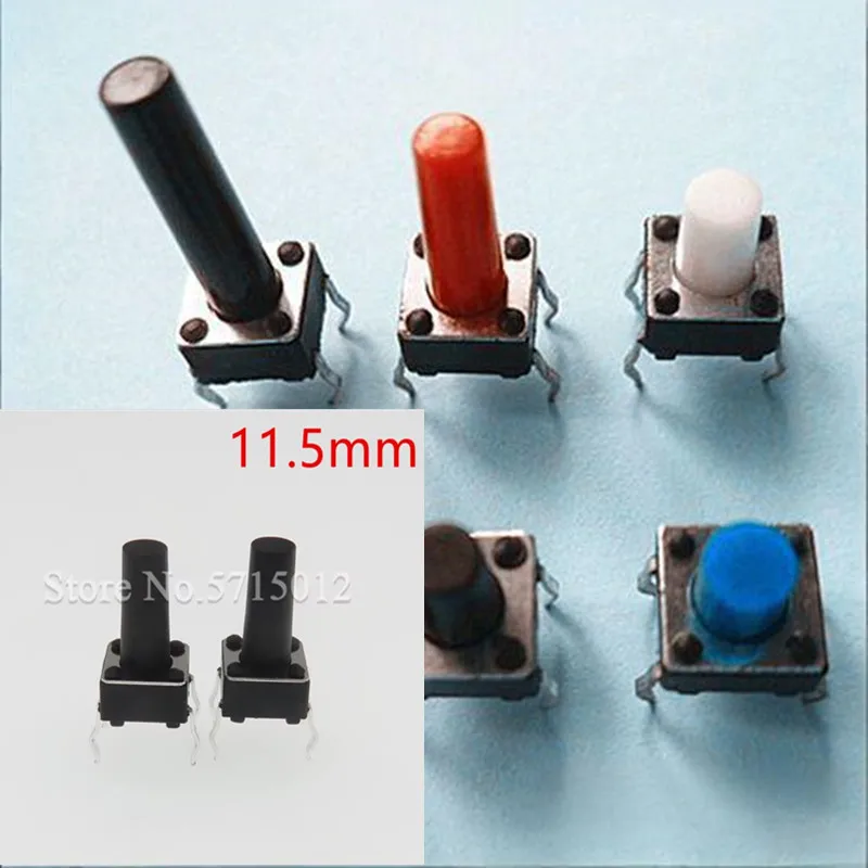 

600pcs/lot 6*6*11.5mm Micro key switch Pushbutton switch 6X6X11.5mm Copper Foot 4pin Mini Switches