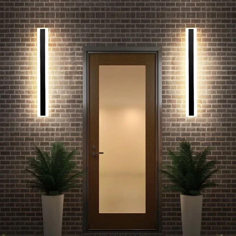 Imagem -06 - Led Minimalista Long Strip Lâmpada de Parede Impermeável Iluminação Exterior Jardim Villa Pátio Portão Ip65 110v 220v