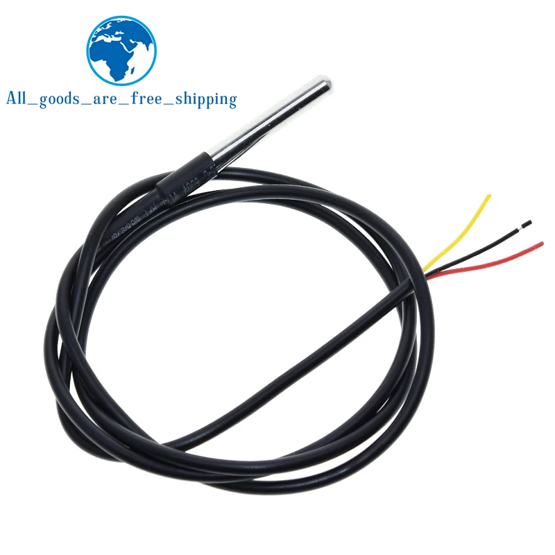 TZT DS18B20 DS1820 Temperature Sensor Module Waterproof 100CM Digital Sensor Cable Stainless Steel Probe Terminal Adapter