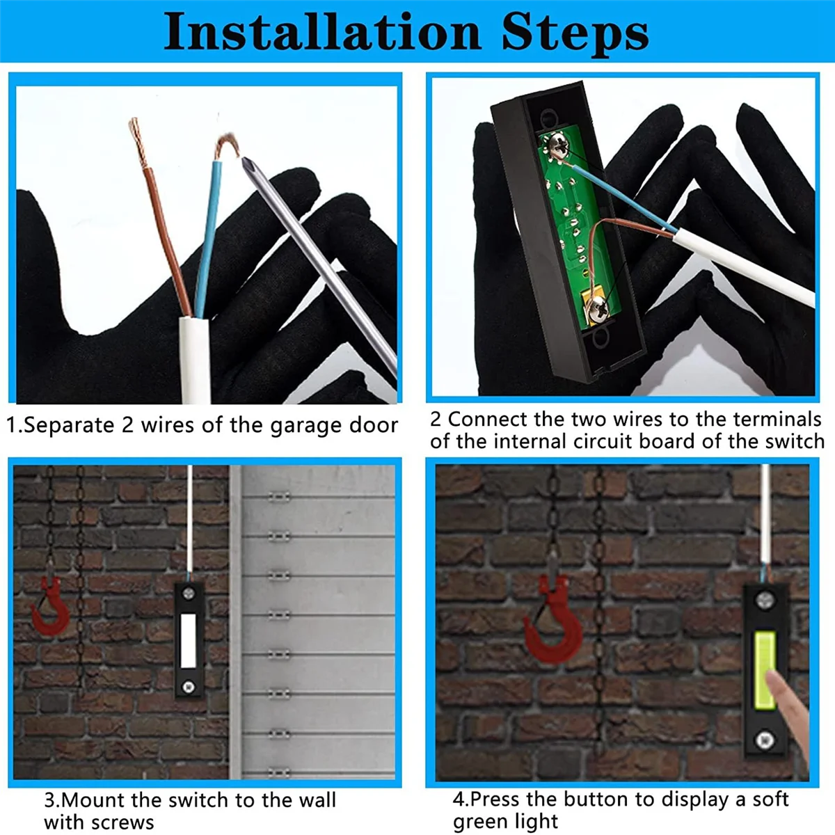 Abrepuertas Garaje Universal Montaje Pared - usage example
