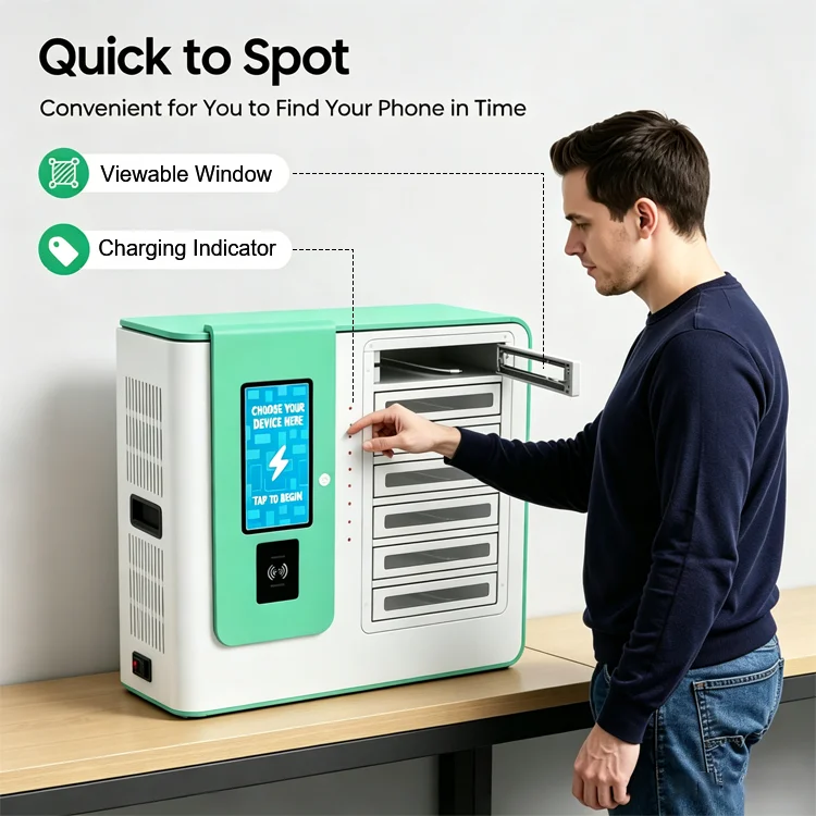 Sheet Metal 8 - Slots Charging Locker with Type - C Fast Charging, Password/Face Recognition/IC Card Lock, OEM/ODM Available