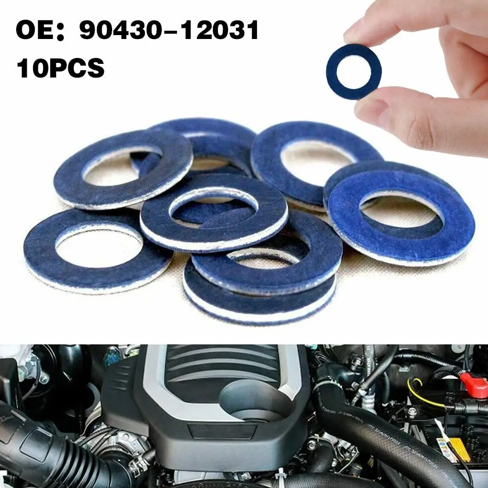 10Pcs For Toyota Lexus Engine Oil Drain Plug Seal Washer Oil Pan Gasket Alumium Auto Parts Car Accessories 90430-12031 F2W7