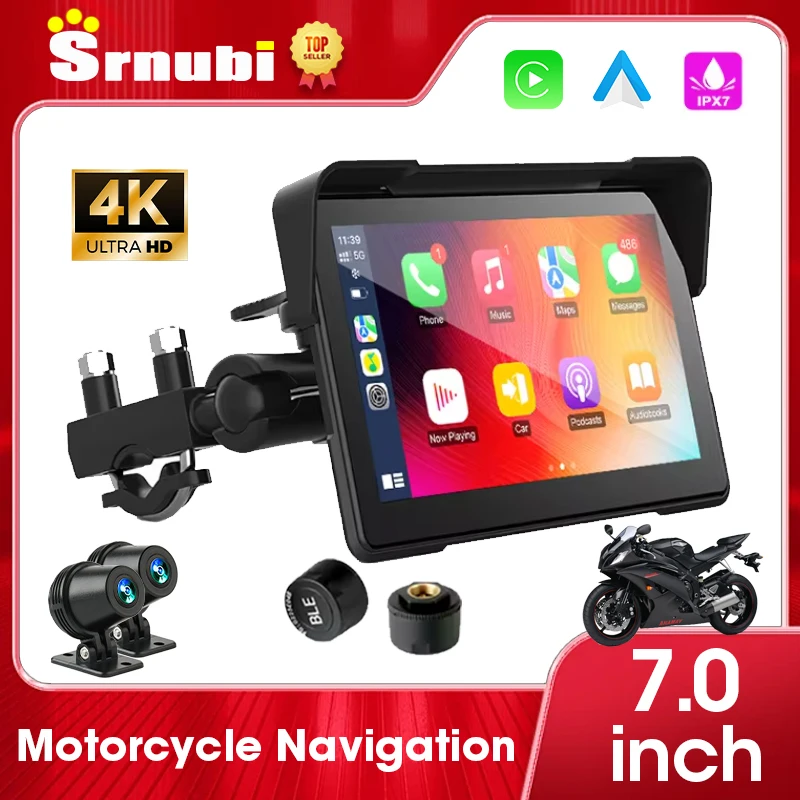 5/7 inch 4K Carplay Motorcycle Navigation Android Auto GPS for Motorcycles Accessories Digital Motorcycle Dashboard Waterproof