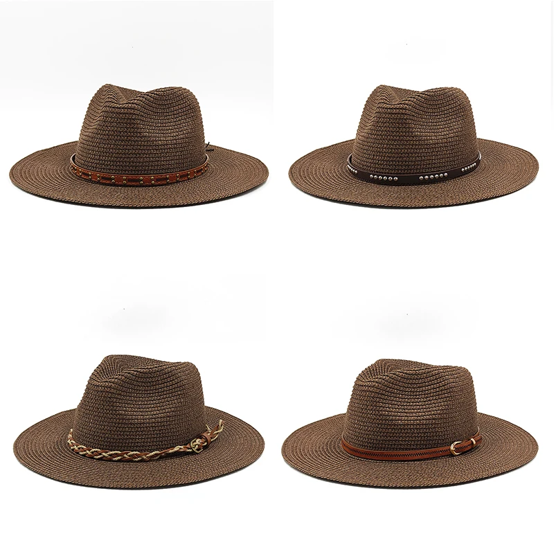 

2025 New Summer Straw Hat Fashion Simple Hat For Men Women Wide Brim Jazz Hat Casual Classic Sun Hat Foldable Travel Beach Hat