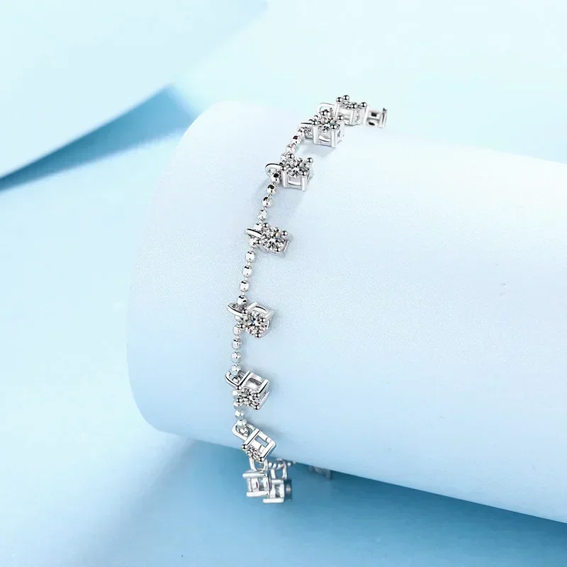 

Brilliant 1.3/3.9ct Full Diamond Tennis Bracelet, Luxury Platinum PT950 Moissanite Tassel Chain Bracelet for Women GRA Certified