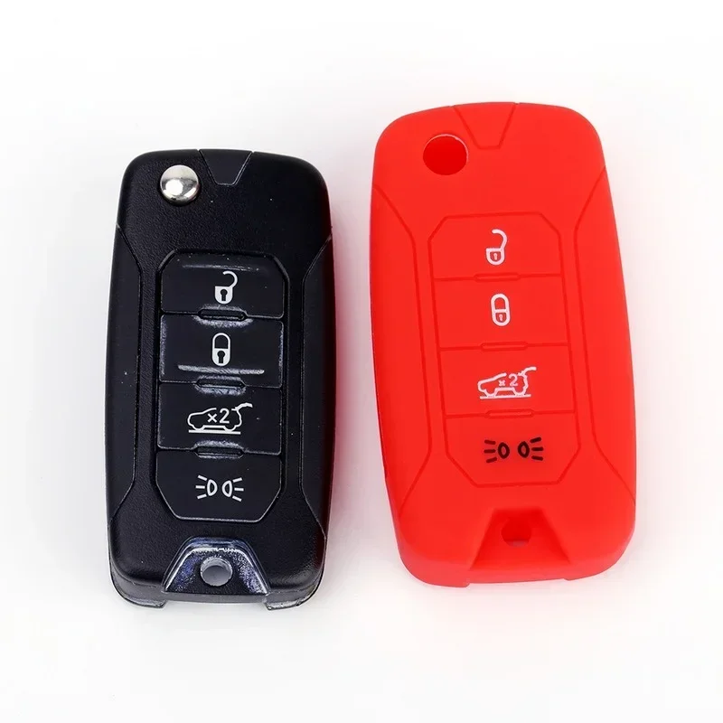 Silicone Car Key Case Cover Shell Bag Fit for Jeep Renegade 2016 4 Buttons Folding Remote Key