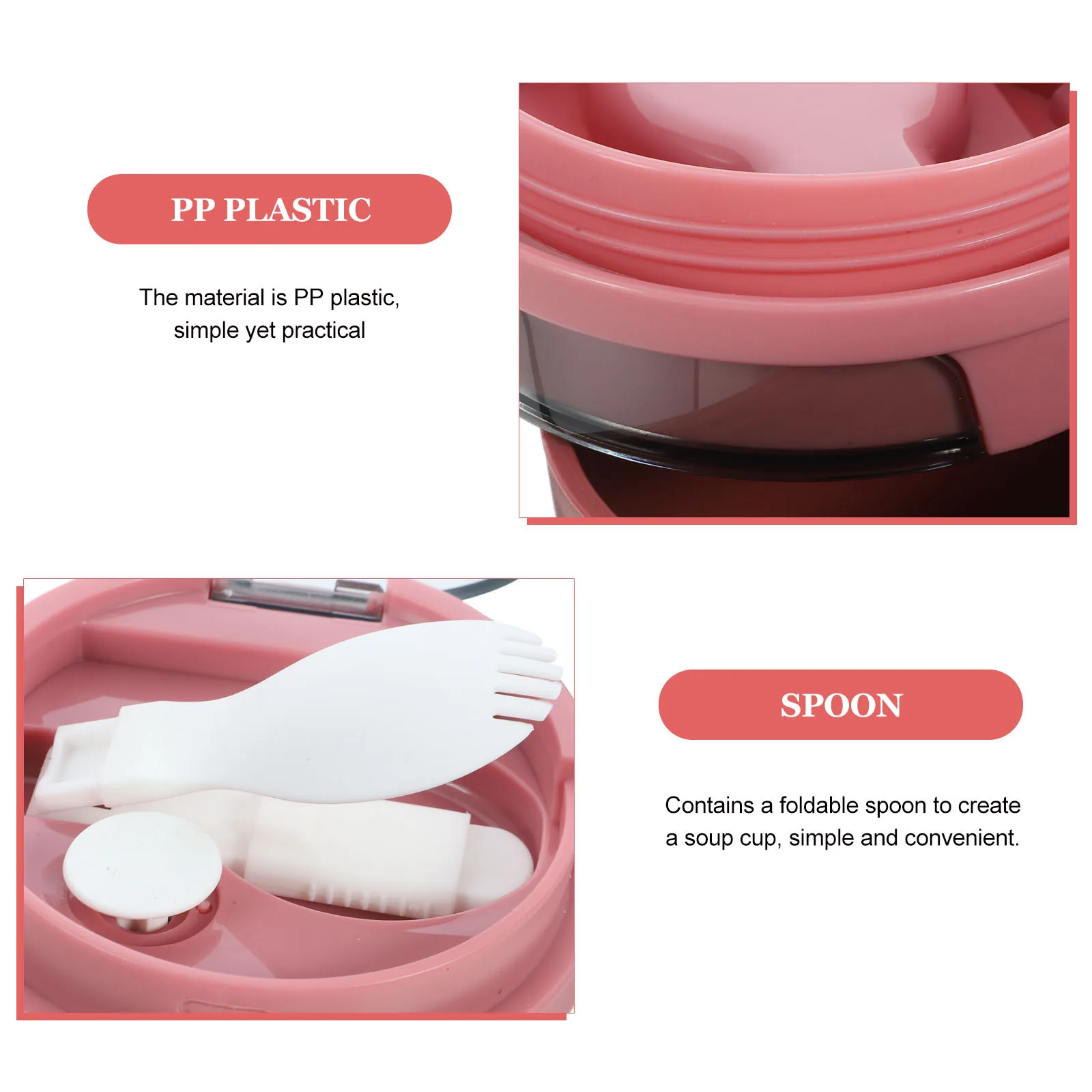 

450Ml Sealed Soup Cup Portable Plastic Container With Silicone Seal Foldable Spoon For Home Travel Breakfast Lunch