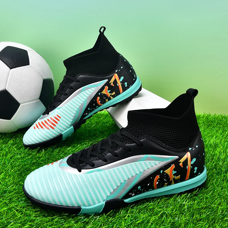 

Мужские футбольные бутсы Футбольные бутсы для мужчин с высокими шипами для больших мальчиков TF Обувь для молодежи Профессиональные тренировочные кроссовки для газона