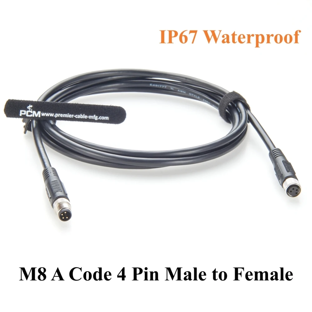 

M8 A Code 4-контактный удлинительный кабель «папа-мама» IP67 Водонепроницаемый экранированный круглый соединительный кабель M8 для промышленной автоматизации