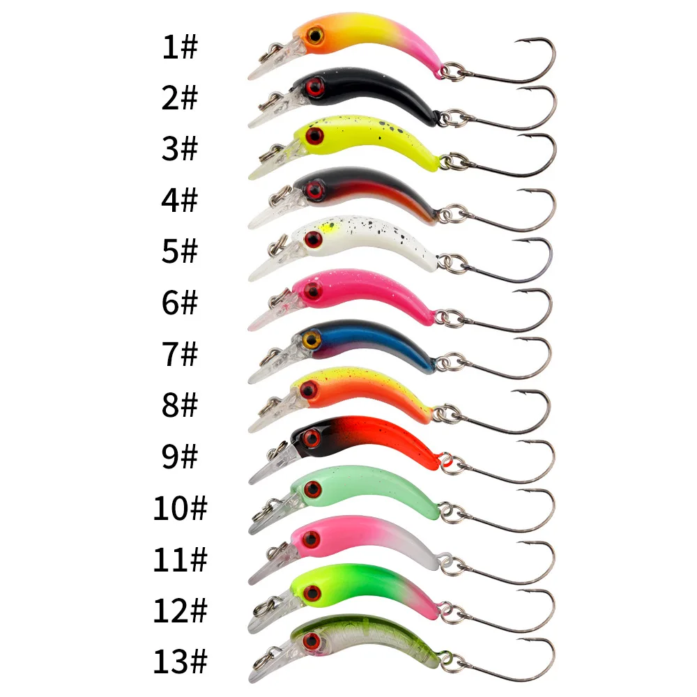 

4cm/1.4g Micro Bow Minnow - Floating Lure with Built-in Rattle Sharp Single Hook for Topmouth Gudgeon Whitebait