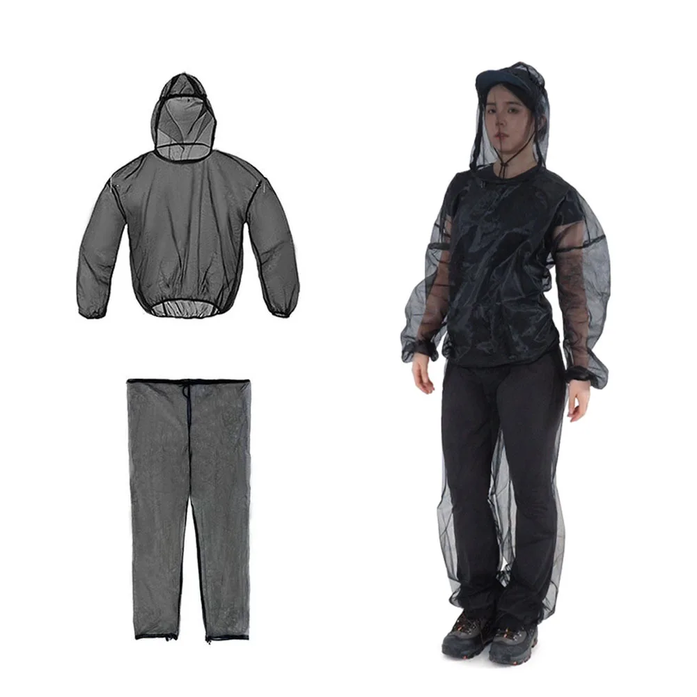 Outdoor Mosquito Repellent Suit Bug Jacket Mesh Hooded Suits Fishing Camping Jacket Insect Protective Mesh Shirt Pants
