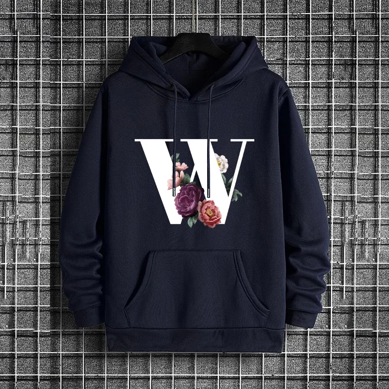 الخريف الشتاء الرجال هوديس رسائل عادية A-Z مطبوعة بلوزات في الهواء الطلق الرياضة الركض ملابس رجالي موضة الشارع البحرية القمم