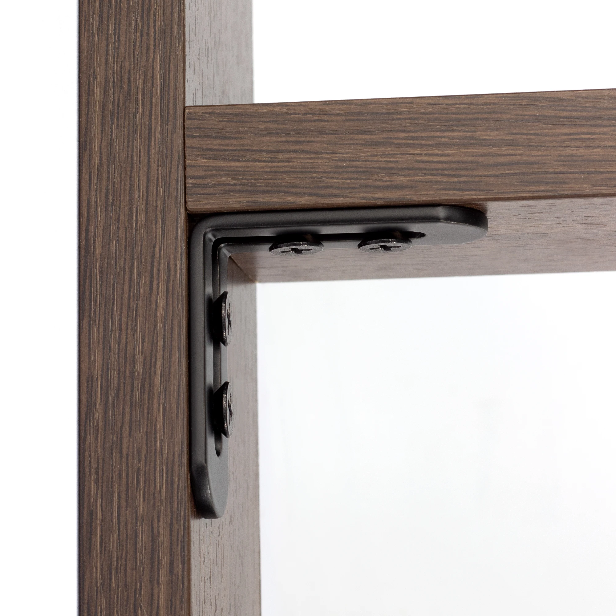 2pcs Corner Brackets Stainless Steel Furniture Angle Shelf Connector Cabinet Support Fixing Frame Black Corner Brace with Screws