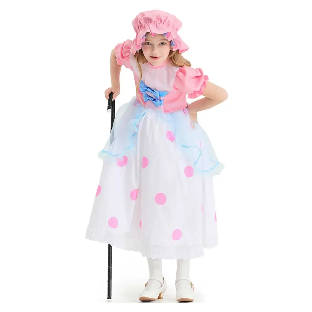 Cartoon Movie TS Costume Disguise Bo Peep Cosplay Child Girls Fantasy Skirts Hat Kid Roleplay Fantasia Outfit Children Halloween