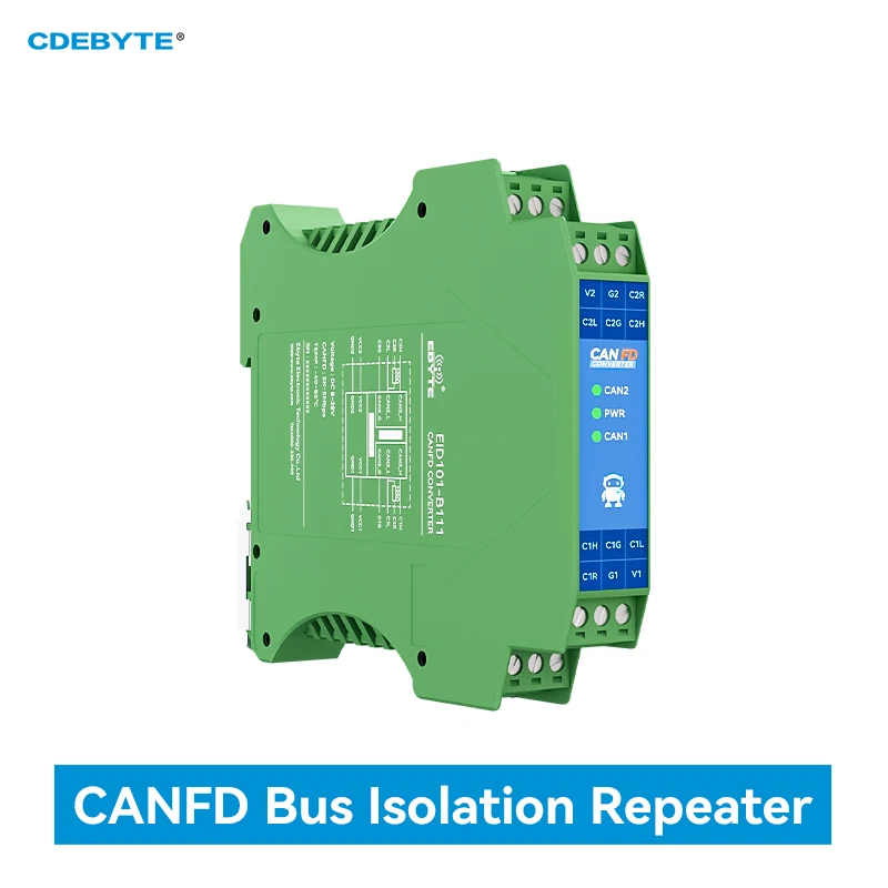 CANFD Repeater Module CDEBYTE EID101-B111 Isolation for Power and Signal 5Mbps High-Speed Supports CAN 2.0 + CANFD DIN Rail