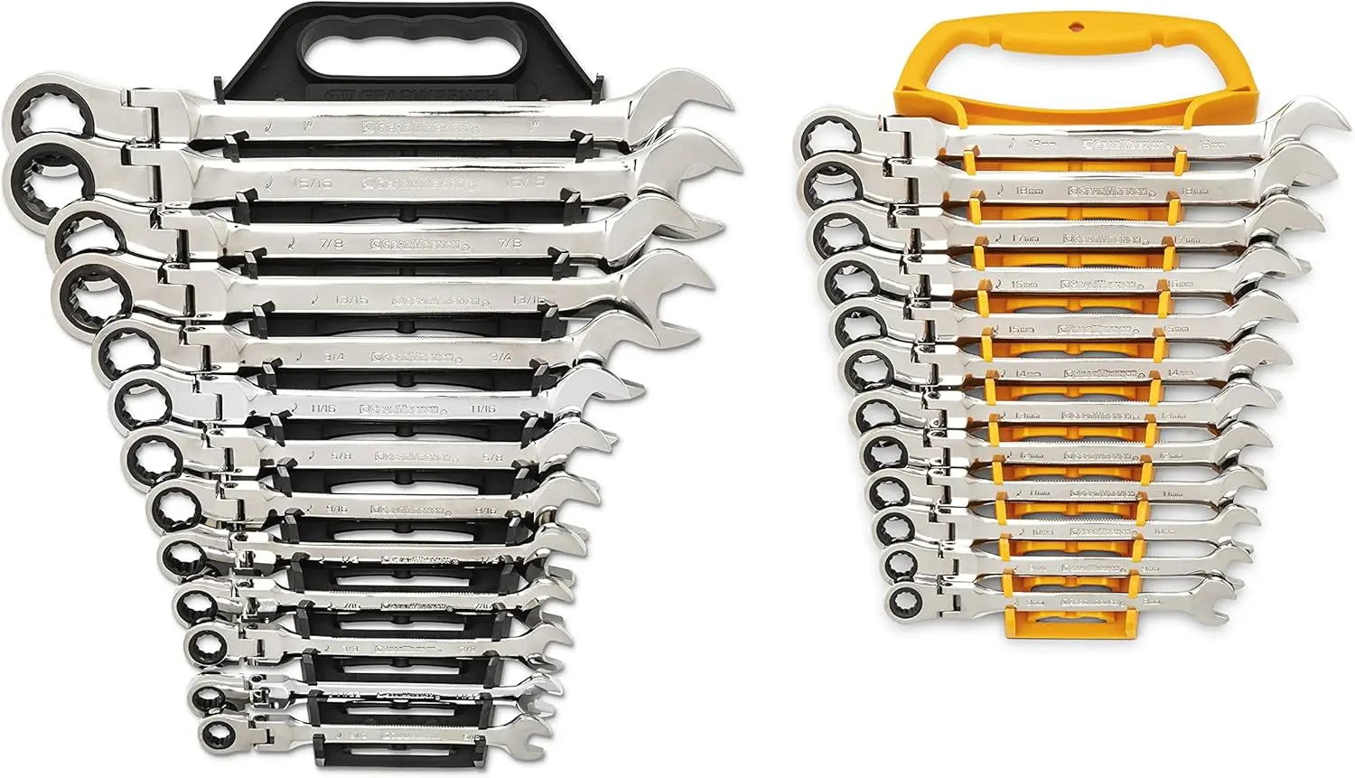 25-Pc. Flex Combination Ratcheting Wrench Set,SAE/MM,Size Conveniently Stamped On Both Ends Of The Beam For Quick Identification