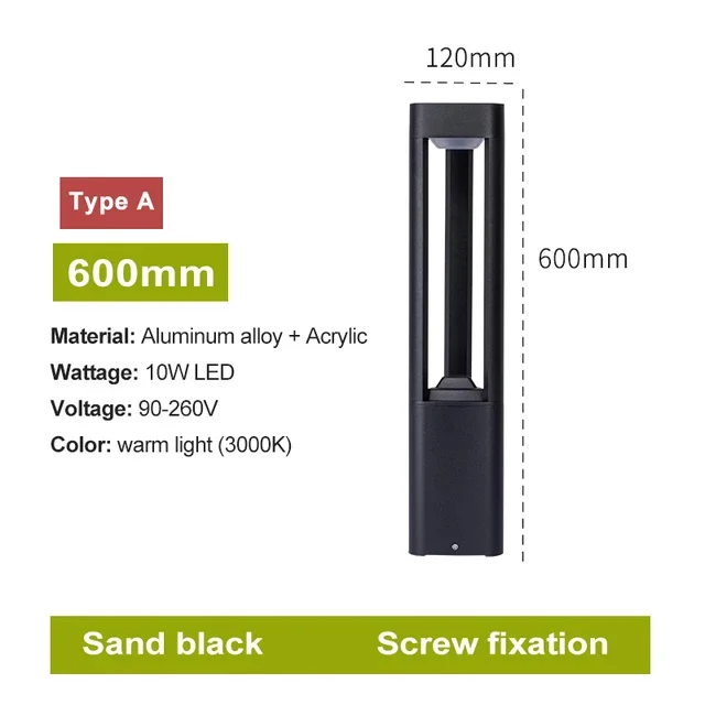 IISINUO LED Bollard Landscape Light Black 5