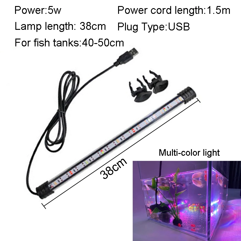 18-58cm USB Plug Aquarium Licht LED Waterdicht Aquarium Licht Onderwater Verlichting Dompelpompen Lamp Plant Grow Lamp 110-240V
