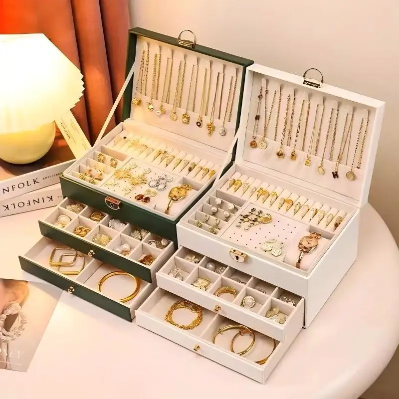 1PC, lock arch three-layer jewelry box, suitable for all kinds of jewelry storage