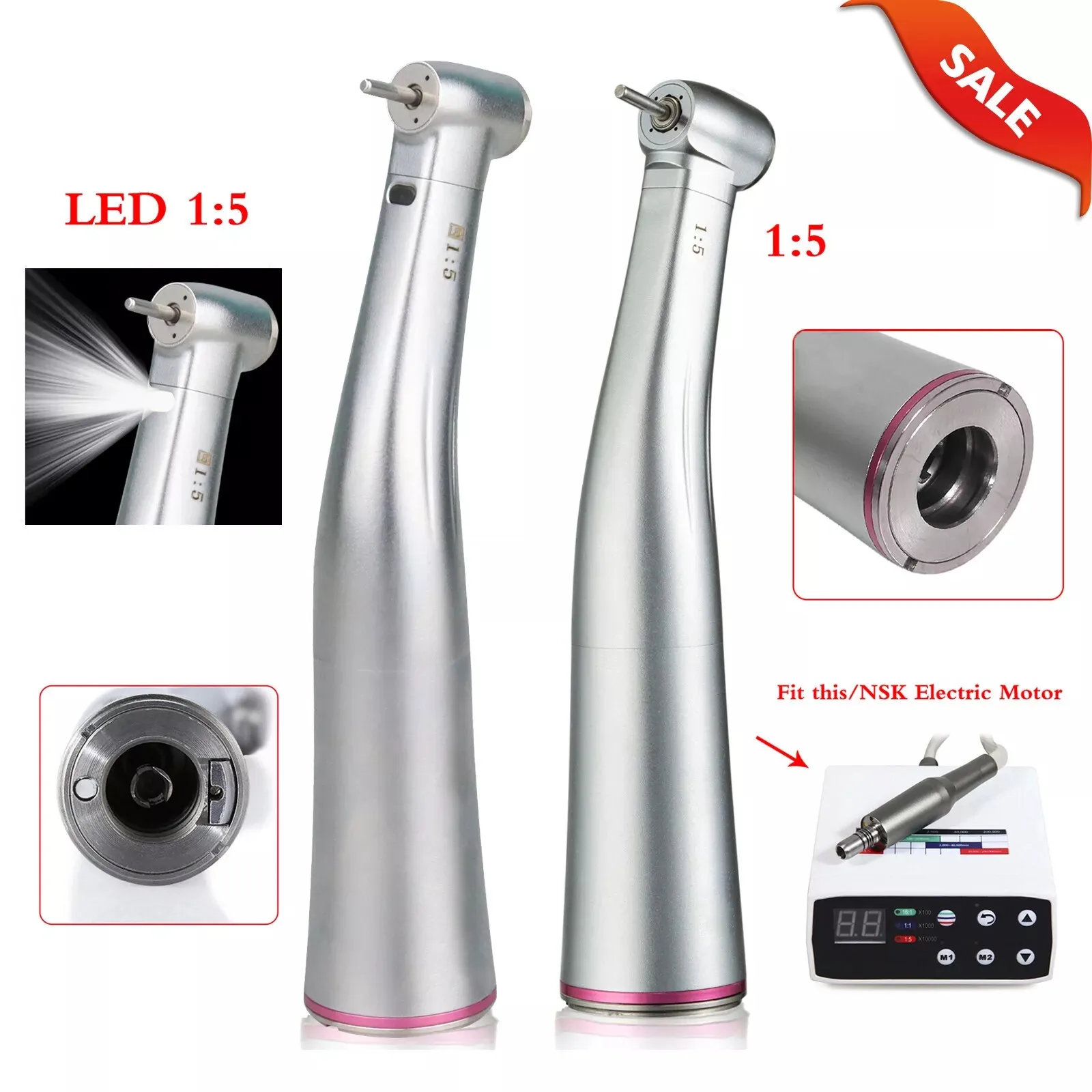 X95L Dental Against Contra Angle 1:5 Increasing Speed Handpiece LED Fiber Optic Handpiece Inner Water contraangulo For Nsk