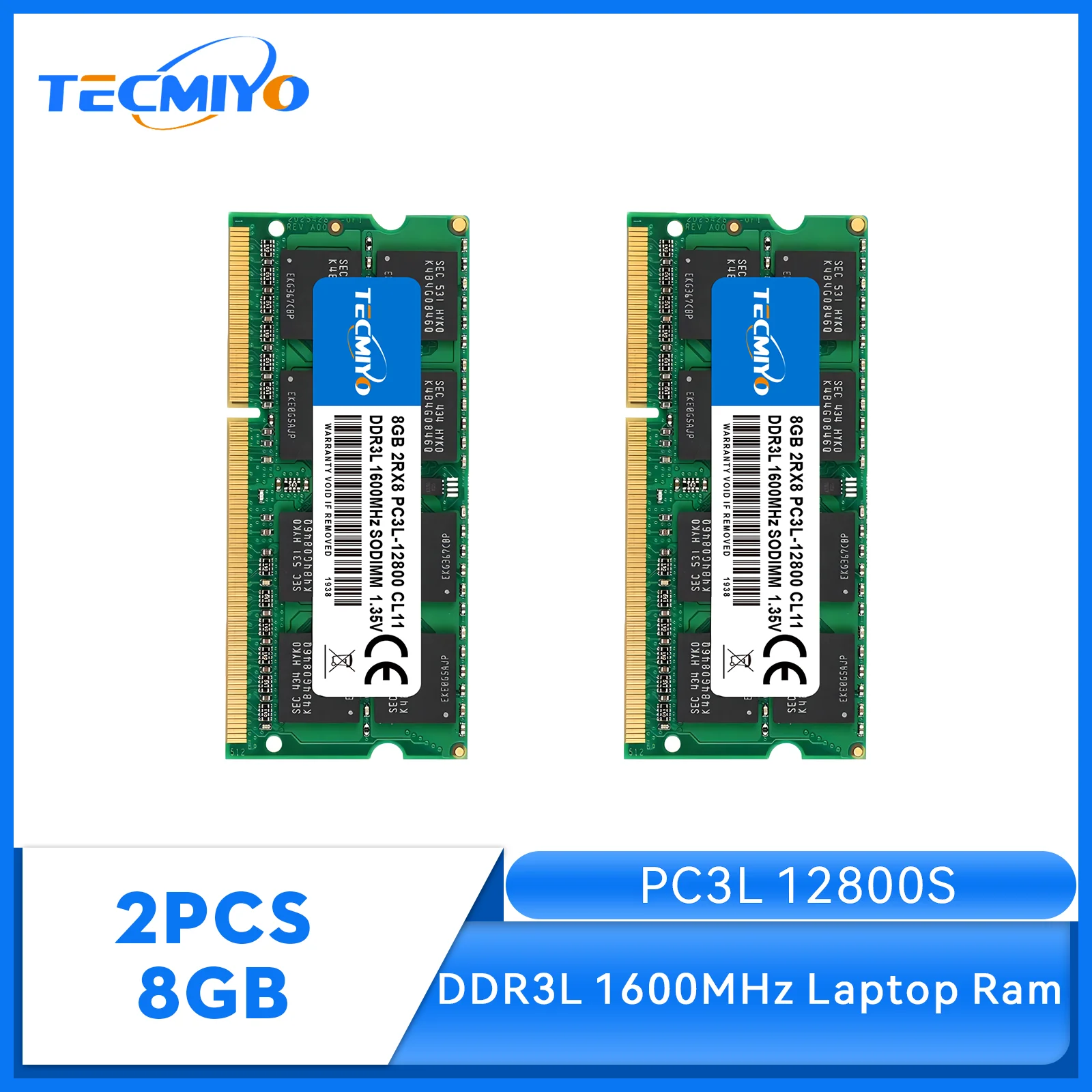 TECMIYO 2X8GB DDR3L 1600MHz SODIMM оперативная память для ноутбука DDR3 8GB 1600MHz SODIMM 1,35 V PC3L-12800S Non-ECC - Green