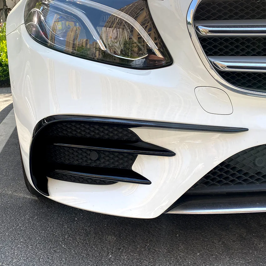 Front Bumper Lip Splitter Fog Lamp Grille Cover Trim Spoiler for Mercedes-Benz E Class W213 E200 E260 E300 2016-2020 B