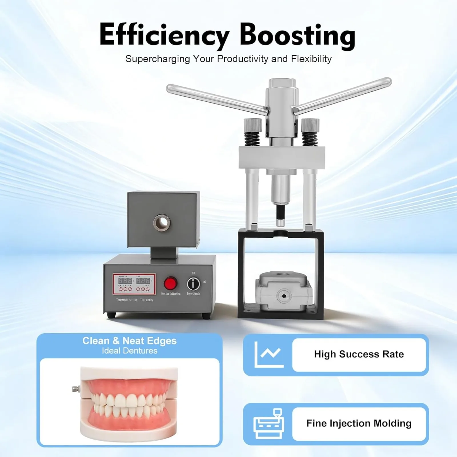 Dental Flexible Denture Machine 110V 400W Digital Display Dental Injection System Invisible Denture Injection Molding Machine