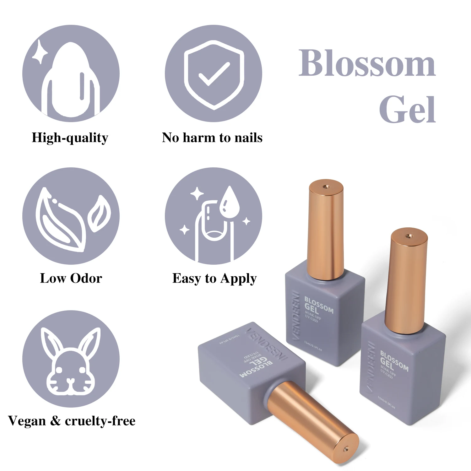 VENDEENI Nail Art New Design Universal Colors Gradient Effect Blooming Gel Polish Top Coat 15 ML Bottle Clear Bloom Gel Polish