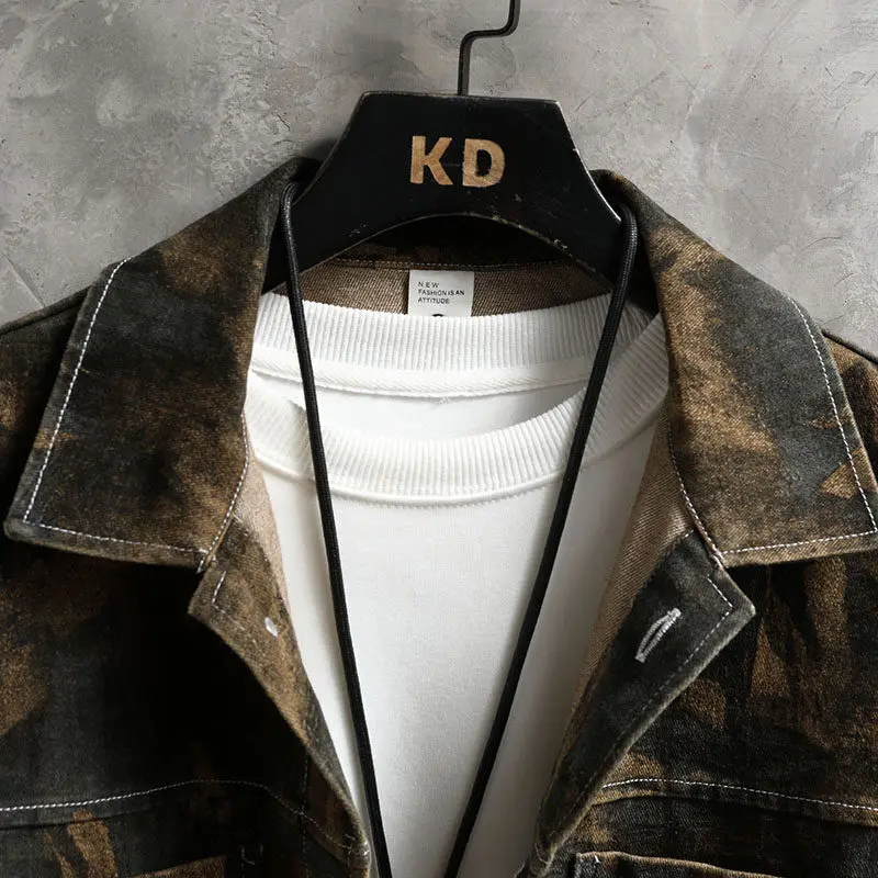 2025 Spring autumn new arrival men fashion jacket men's casual Long sleeves denim jackets male high quality printing denim coat