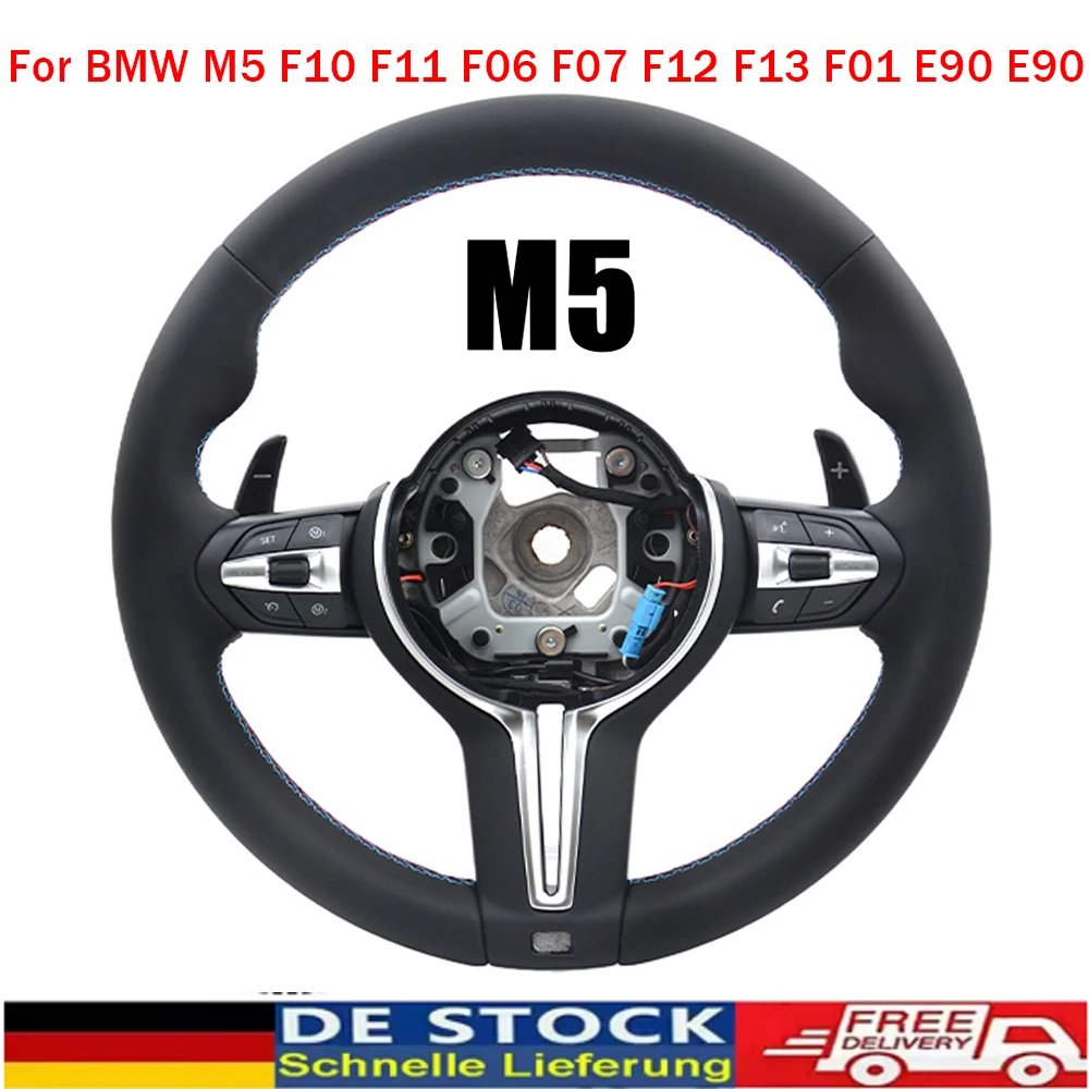 

M Sport Full Leather Steering Wheel For BMW M5 F10 F11 F06 F07 F12 F13 F01 E90 E90 GT G07 Car Accessories
