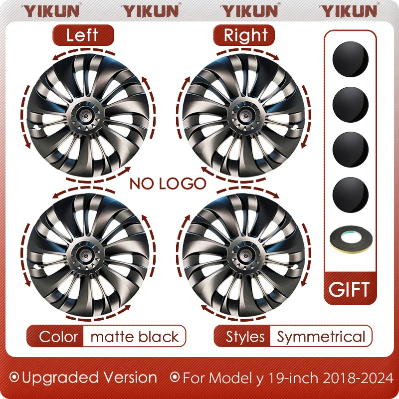 4 Stuks Wieldop Prestaties Auto Replacemen Naafdop Volledige Velg Cover Accessoires Voor Tesla Model Y 19 Inch Wieldoppen 2018-2024