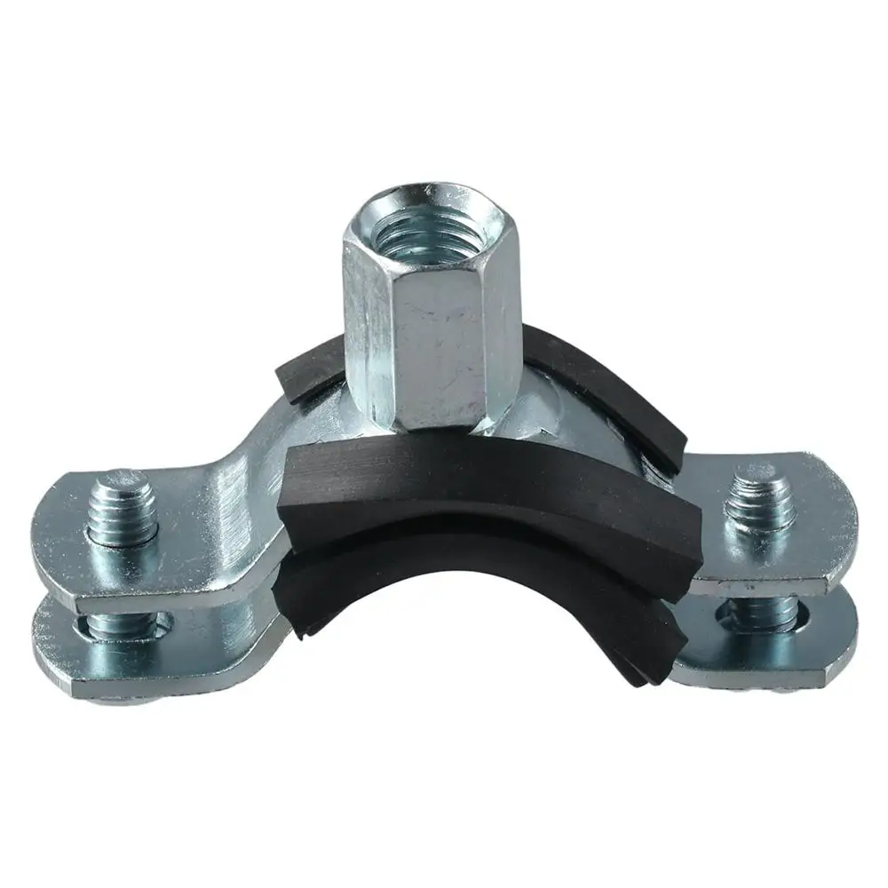 2pcs M8 Mounting Screws Support Clamp Galvanized Iron Rubber Adjustable Pipe Support Clamp With Nail Black PPR Iron Pipe Clamp