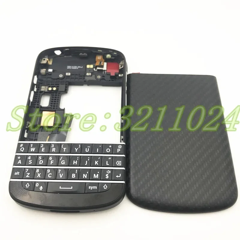 For Blackberry Q10 Full Housing Back Battery Case Cover + Frame Cover Case + English Keypad with Flex