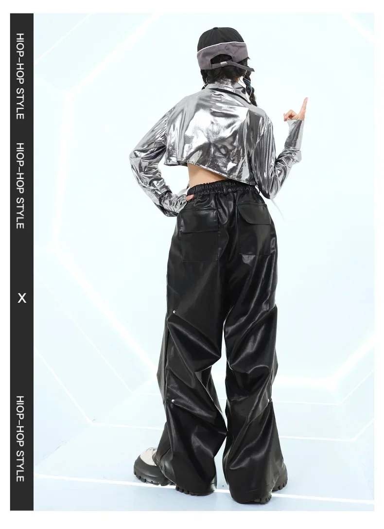 Kind Jazz K-pop Kostüm Hip Hop Kinder Pailletten Quasten Crop Top Cargo Hosen Rock Mädchen Street Dance Shorts streetwear