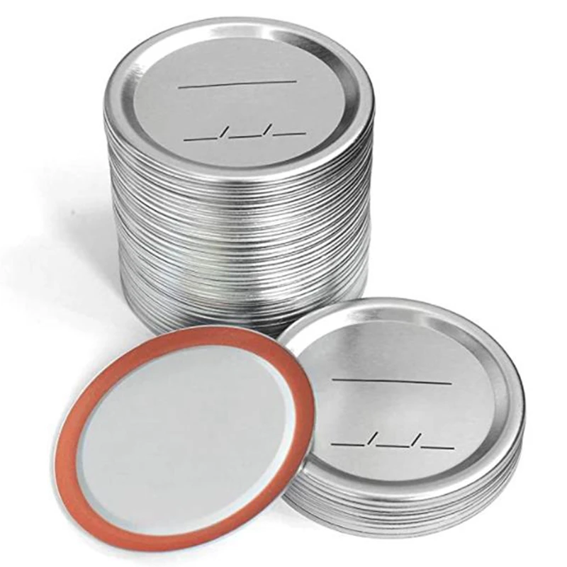 Canning Lids Regular Mouth For Ball/Kerr Jars, Split-Type Metal Mason Jar Lids With Silicone Seals, Silver